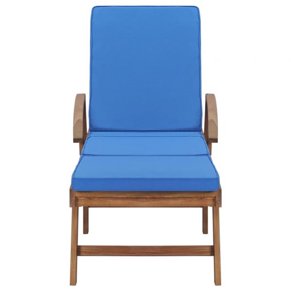 Sonnenliegen mit Auflagen 2 Stk. Massivholz Teak Blau
