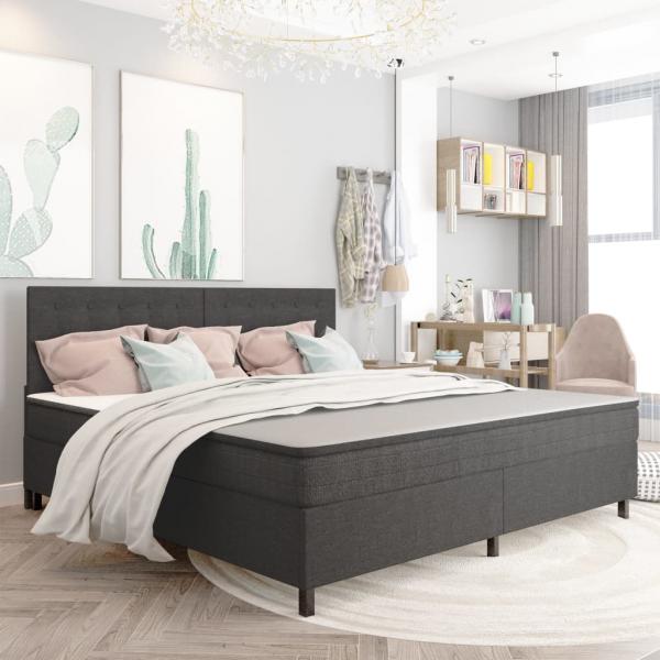 ARDEBO.de - Boxspringbett Dunkelgrau Stoff 200x200 cm
