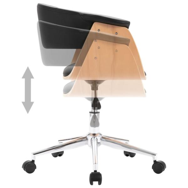Drehbarer Bürostuhl Schwarz Bugholz und Kunstleder