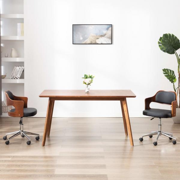 ARDEBO.de - Drehbarer Bürostuhl Schwarz Bugholz und Kunstleder