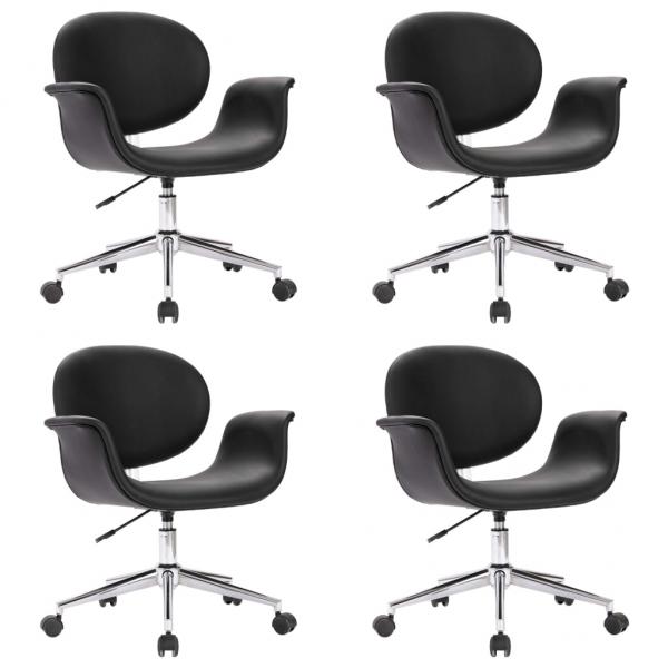 Drehbare Esszimmerstühle 4 Stk. Schwarz Kunstleder 