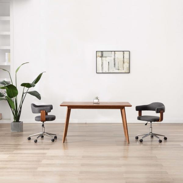 ARDEBO.de - Esszimmerstühle 2 Stk. Drehbar Grau Bugholz und Stoff