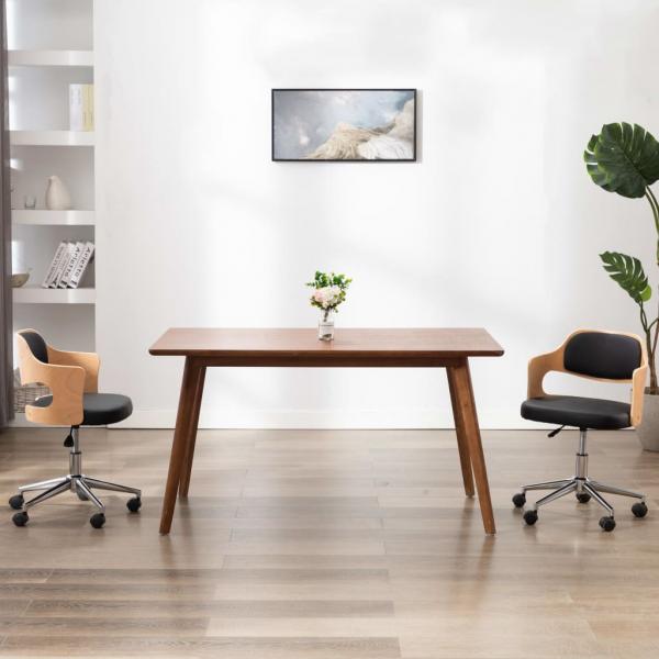ARDEBO.de - Esszimmerstühle 2 Stk. Drehbar Schwarz Bugholz und Kunstleder