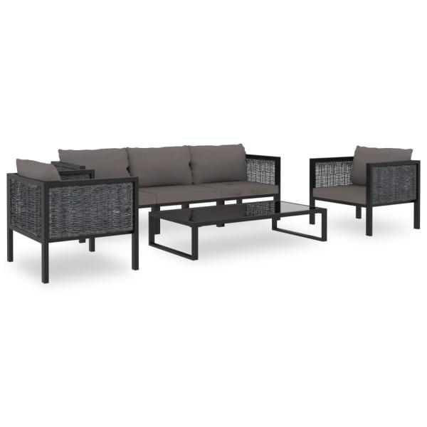 Sofa-Eckelement mit Rechter Armlehne Poly Rattan Anthrazit