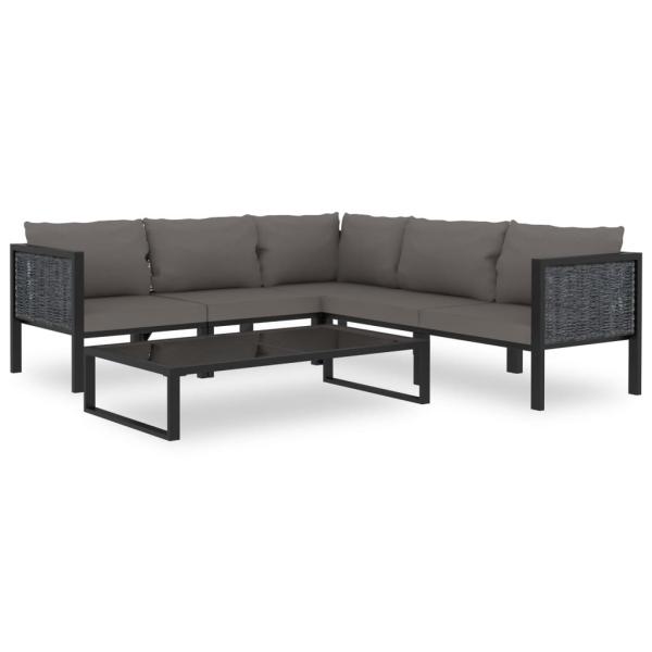 Sofa-Eckelement mit Rechter Armlehne Poly Rattan Anthrazit