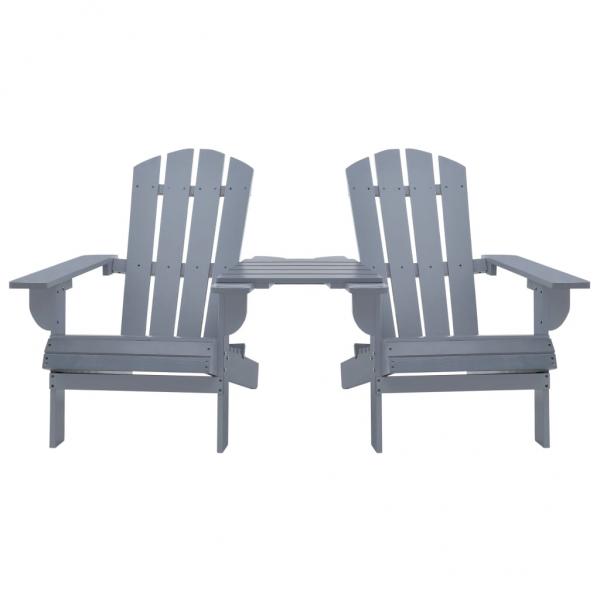 Adirondack-Gartenstühle mit Tisch Massivholz Tanne Grau