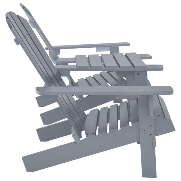 Adirondack-Gartenstühle mit Tisch Massivholz Tanne Grau