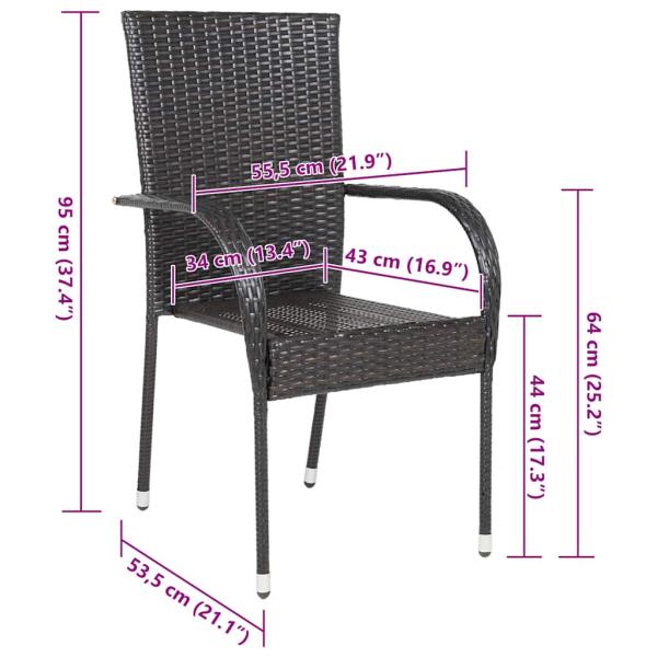 Stapelbare Gartenstühle 4 Stk. Poly Rattan Braun