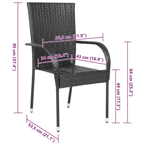 Stapelbare Gartenstühle 4 Stk. Poly Rattan Schwarz