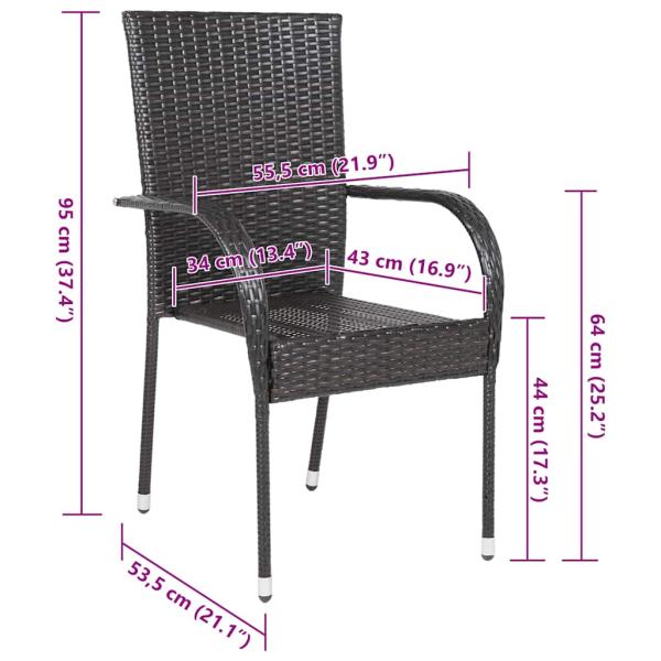 Stapelbare Gartenstühle 6 Stk. Poly Rattan Braun