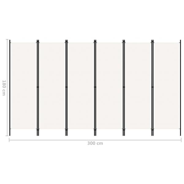 6-tlg. Raumteiler Weiß 300x180 cm 