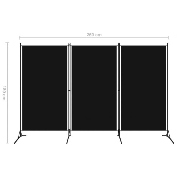 3-tlg. Raumteiler Schwarz 260x180 cm 