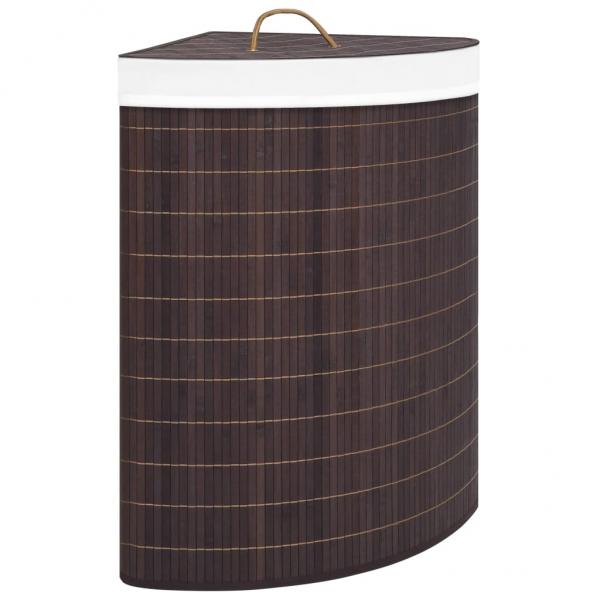 ARDEBO.de - Eck-Wäschekorb Bambus Braun 60 L