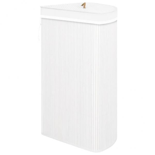 Eck-Wäschekorb Bambus Weiß 60 L