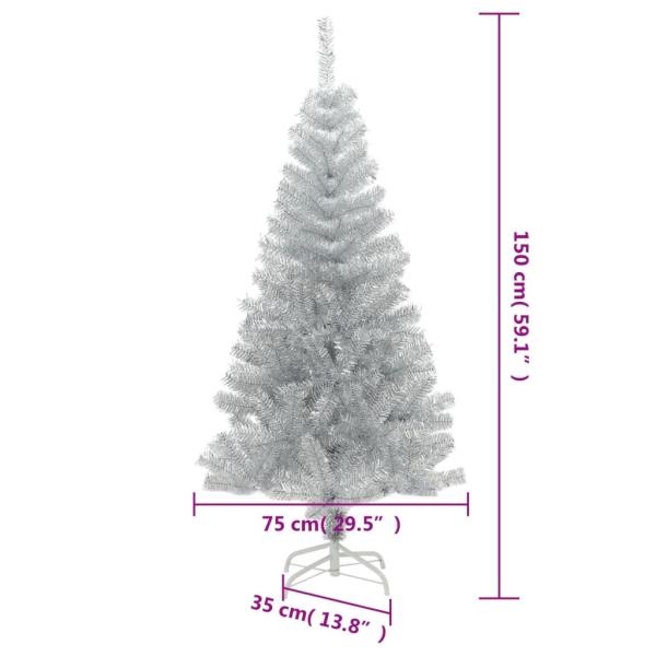 Künstlicher Weihnachtsbaum mit Ständer Silber 150 cm PET
