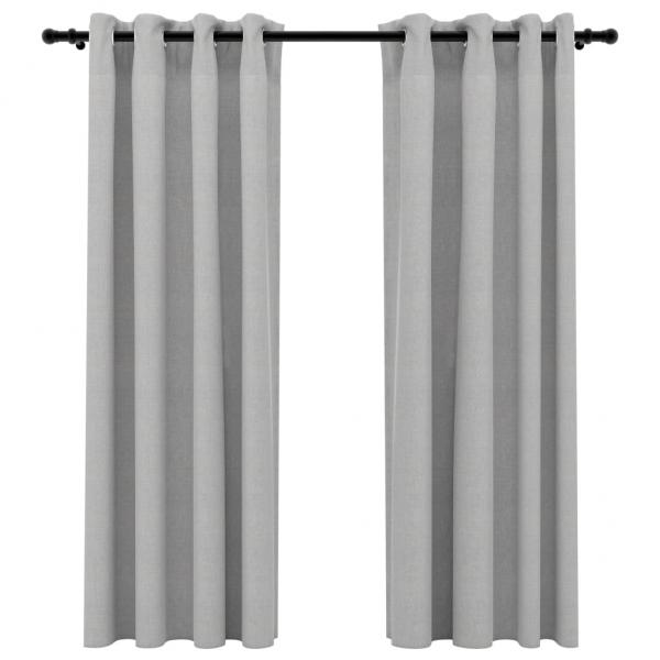Verdunkelungsvorhänge Ösen Leinenoptik 2 Stk. Grau 140x175 cm