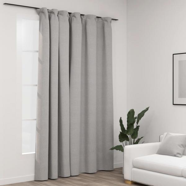 ARDEBO.de - Verdunkelungsvorhang mit Haken Leinenoptik Grau 290x245 cm