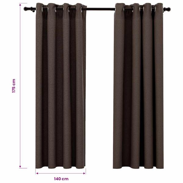 Verdunkelungsvorhänge Ösen Leinenoptik 2 Stk. Taupe 140x175cm
