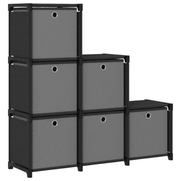ARDEBO.de - Würfelregal mit 6 Boxen Schwarz 103x30x72,5 cm Stoff