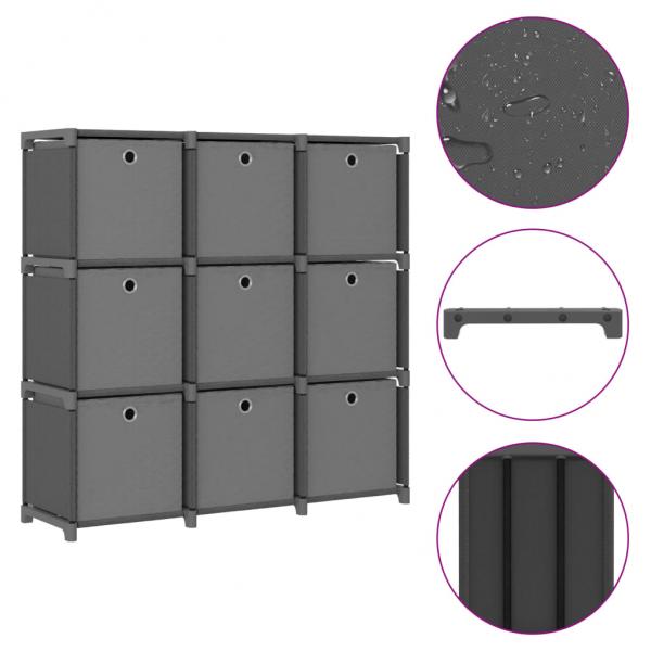 Würfelregal mit 9 Boxen Grau 103x30x107,5 cm Stoff