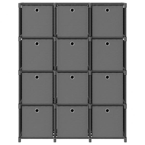 Würfel-Regal mit Boxen 12 Fächer Grau 103x30x141 cm Stoff