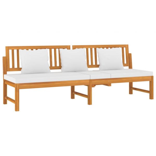 Tagesbett mit Cremeweißen Kissen 200x60x75 cm Massivholz Akazie 