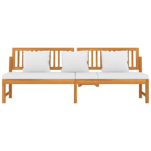 Tagesbett mit Cremeweißen Kissen 200x60x75 cm Massivholz Akazie 
