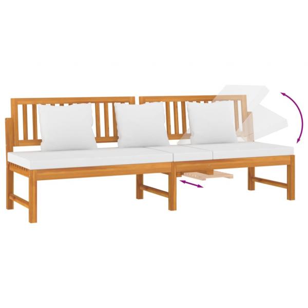 Tagesbett mit Cremeweißen Kissen 200x60x75 cm Massivholz Akazie 