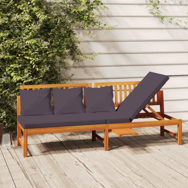 ARDEBO.de - Tagesbett mit Grauen Kissen 200x60x75 cm Massivholz Akazie