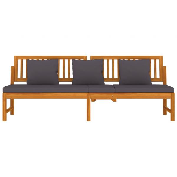 Tagesbett mit Grauen Kissen 200x60x75 cm Massivholz Akazie