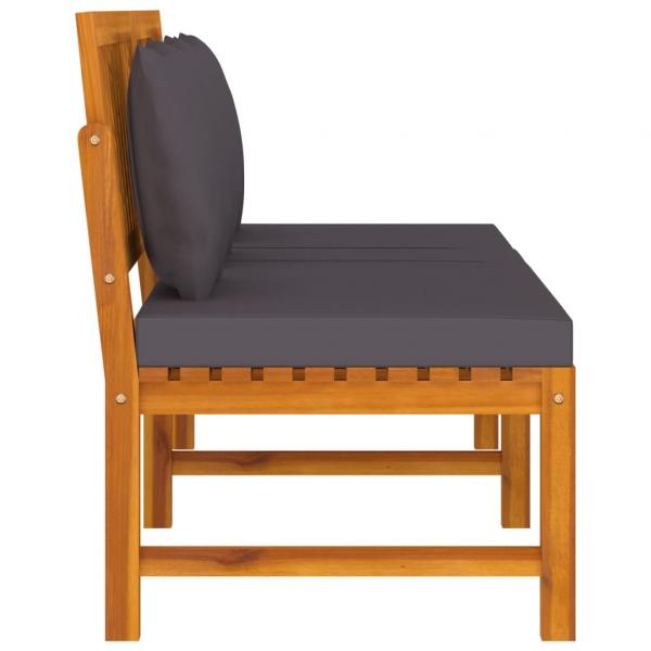 Tagesbett mit Grauen Kissen 200x60x75 cm Massivholz Akazie