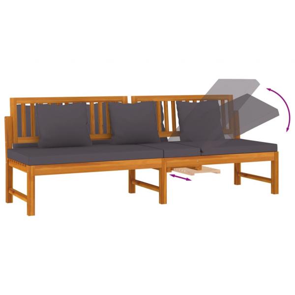 Tagesbett mit Grauen Kissen 200x60x75 cm Massivholz Akazie