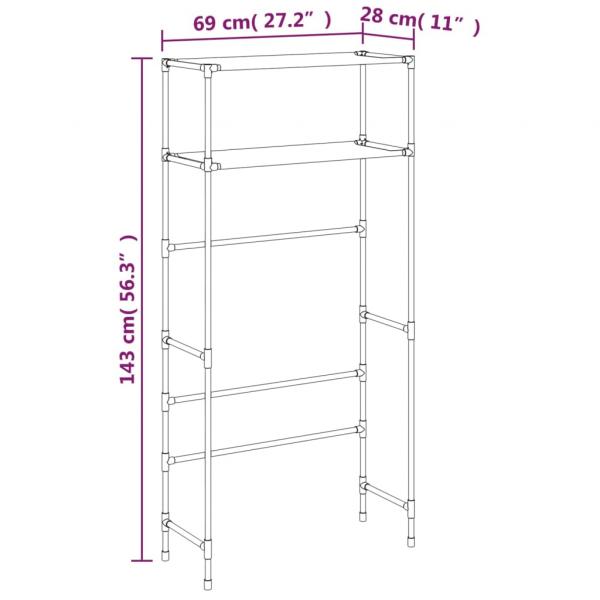 Waschmaschinenregal 2 Ablagen Schwarz 69x28x143 cm Eisen