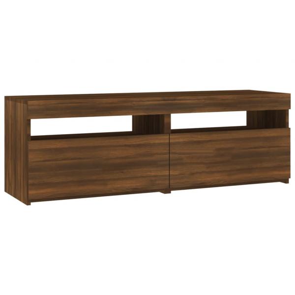TV-Schrank mit LED-Leuchten Braun Eichen-Optik 120x35x40 cm