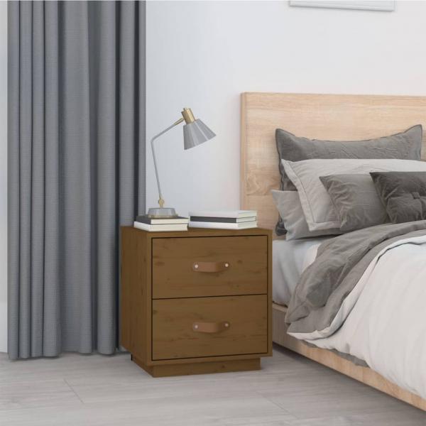  Nachttische 2 Stk. Honigbraun 40x34x45 cm Massivholz Kiefer