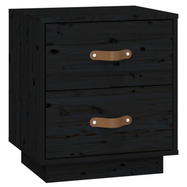  Nachttisch Schwarz 40x34x45 cm Massivholz Kiefer