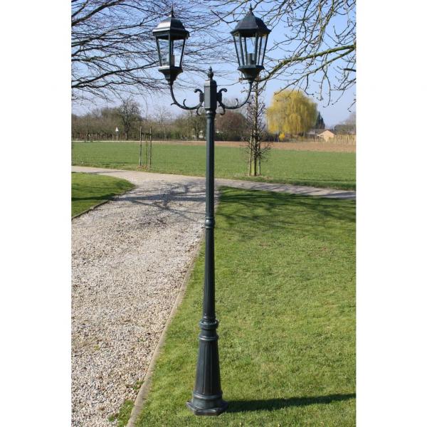 ARDEBO.de - Gartenlaterne 2-flammig 230 cm Dunkelgrün/Schwarz Aluminium