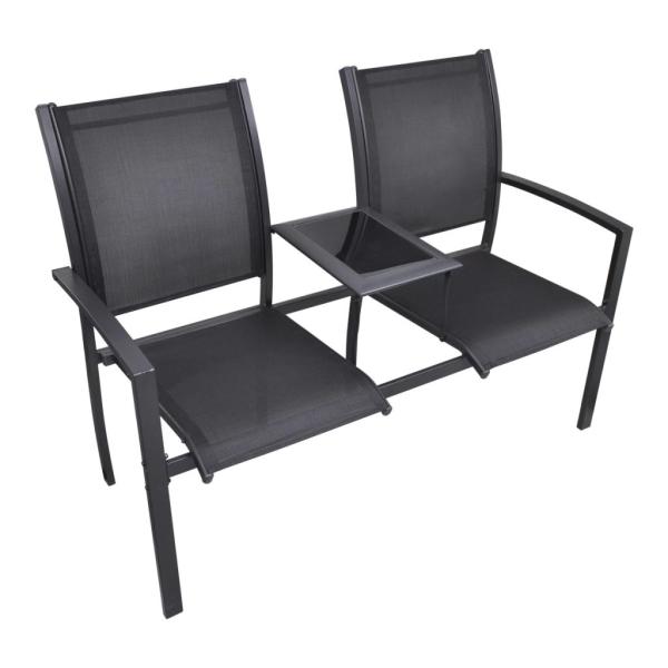 ARDEBO.de - 2-Sitzer-Gartenbank 131 cm Stahl und Textiline Schwarz