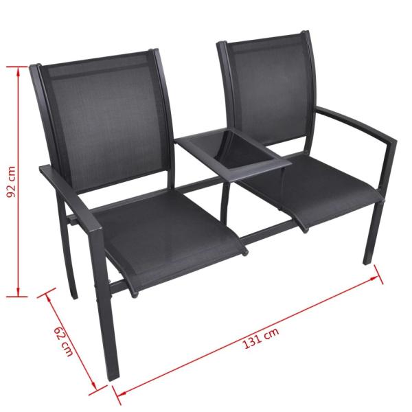 2-Sitzer-Gartenbank 131 cm Stahl und Textiline Schwarz