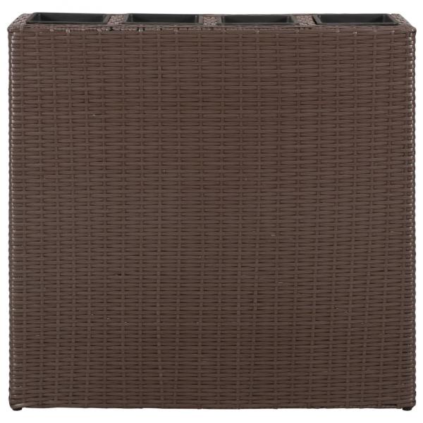 Garten-Hochbeet mit 4 Töpfen Poly Rattan Braun