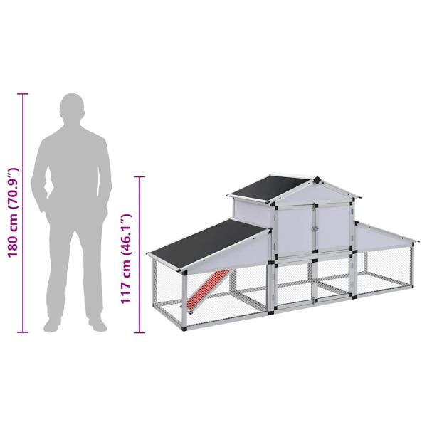 Hühnerstall mit Freilaufgehege und Nistkasten Aluminium