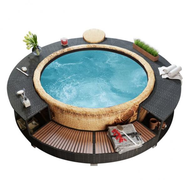ARDEBO.de - Whirlpool-Umrandung Schwarz Poly-Rattan