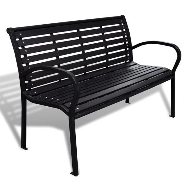 ARDEBO.de - Gartenbank 125 cm Stahl und WPC Schwarz