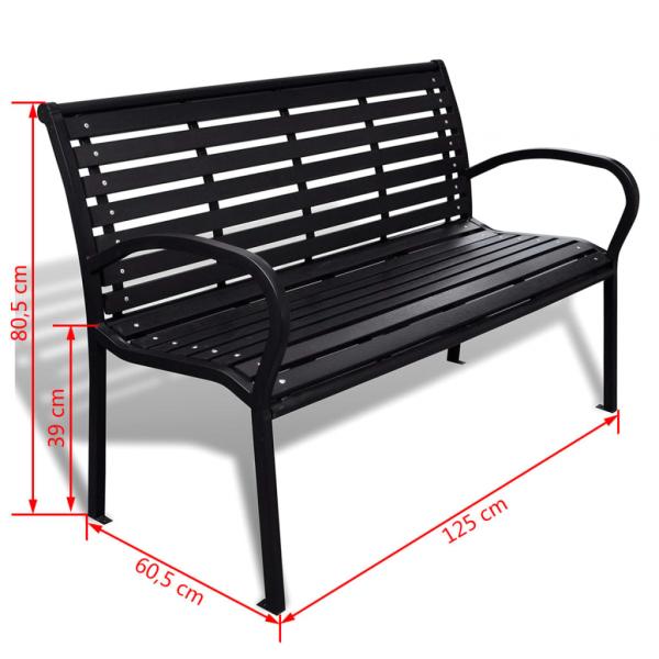 Gartenbank 125 cm Stahl und WPC Schwarz