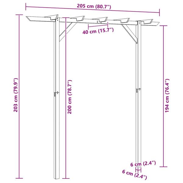 Gartenpergola 205x40x203 cm Holz