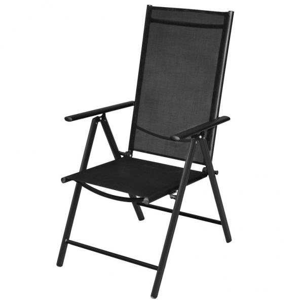 Gartenstühle Klappbar 2 Stk. Aluminium und Textilene Schwarz