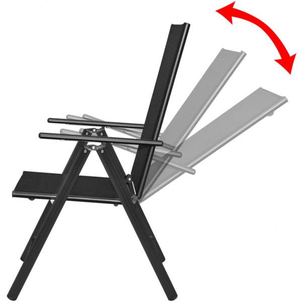 Gartenstühle Klappbar 2 Stk. Aluminium und Textilene Schwarz