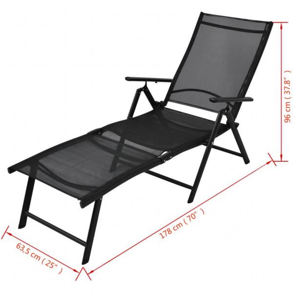 ARDEBO.de - Sonnenliege Klappbar Aluminium Schwarz