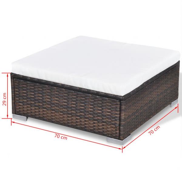10-tlg. Garten-Lounge-Set mit Auflagen Poly Rattan Braun