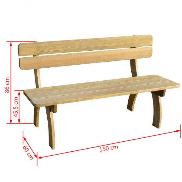 ARDEBO.de - Gartenbank 150 cm Kiefernholz Imprägniert